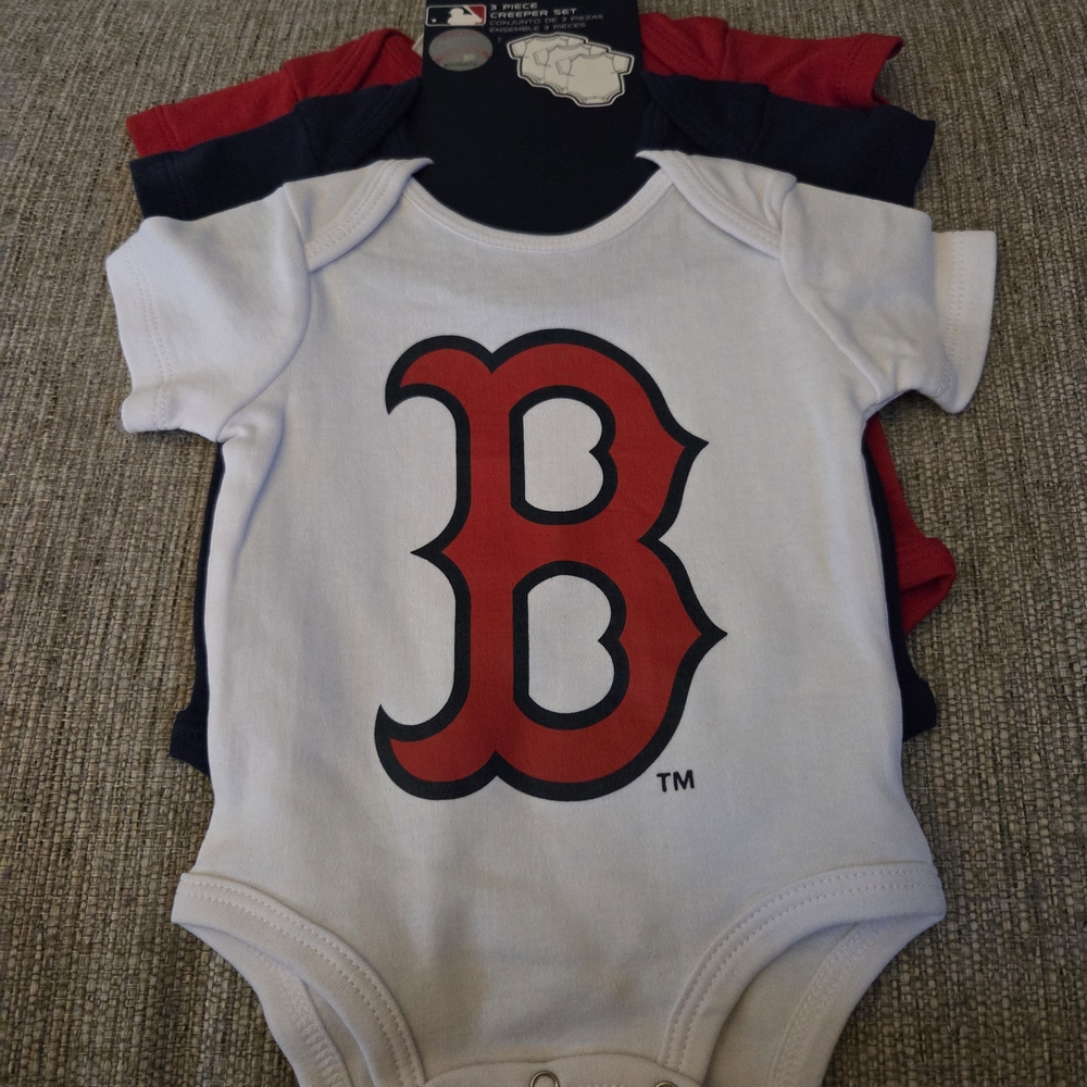 Boston Red Sox White and Red Kids Bodysuits